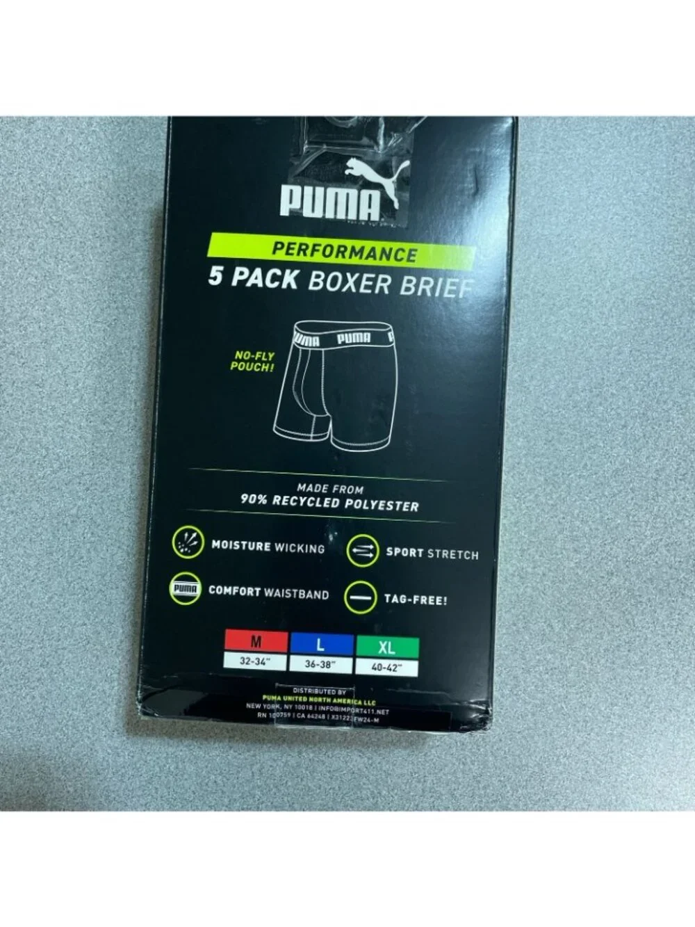 NWT Puma Sportluxe Men's M 5-Pack Boxer Briefs Performance Moisture i2249